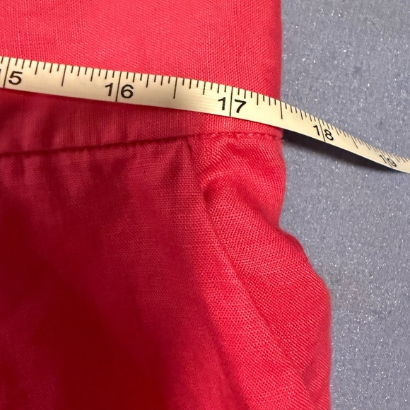 Saks Fifth Avenue Linen Pink Button Down Short Sleeve Blouse with Shorts - Picture 10 of 11